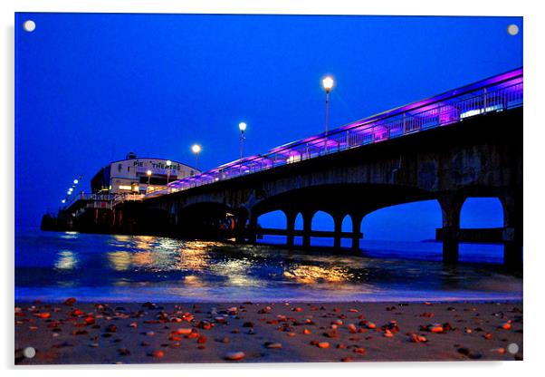 Bournemouth Pier at Night Time, Dorset. Acrylic by Andy Evans Photos
