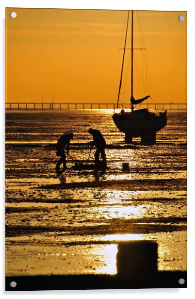 Sunset Thorpe Bay Southend on Sea Essex  Acrylic by Andy Evans Photos