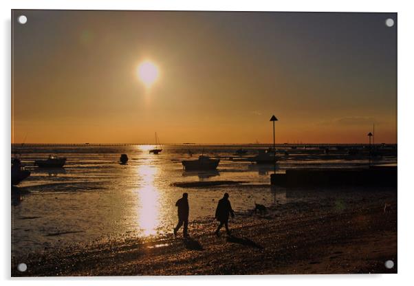 Sunset over Thorpe Bay beach Southend on Sea Acrylic by Andy Evans Photos