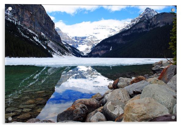 Lake Louise Victoria Glacier Canada Acrylic by Andy Evans Photos