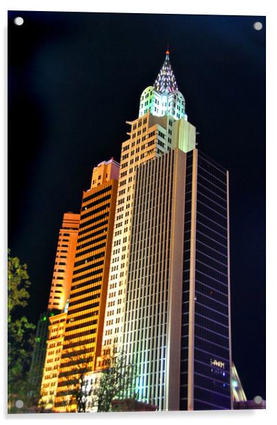 New York New York Hotel Las Vegas America Acrylic by Andy Evans Photos