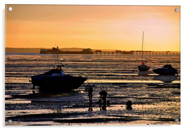 Thorpe Bay Sunset Southend on Sea Essex Acrylic by Andy Evans Photos