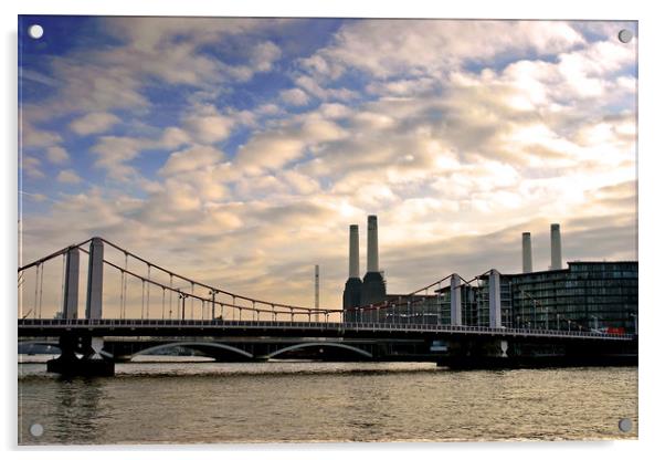 Chelsea Bridge Battersea Power Station London Acrylic by Andy Evans Photos