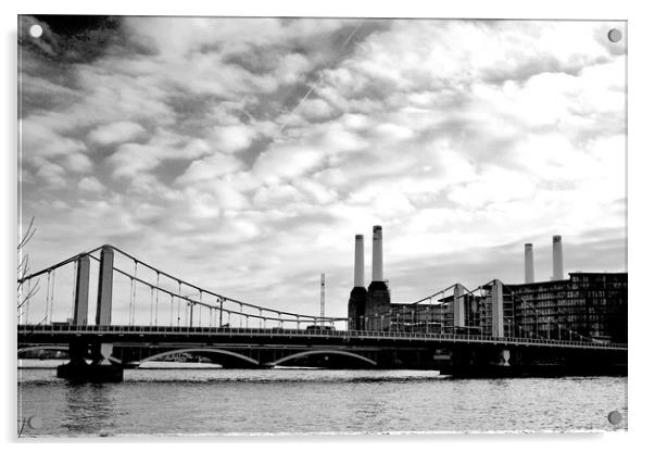 Chelsea Bridge Battersea Power Station London Acrylic by Andy Evans Photos