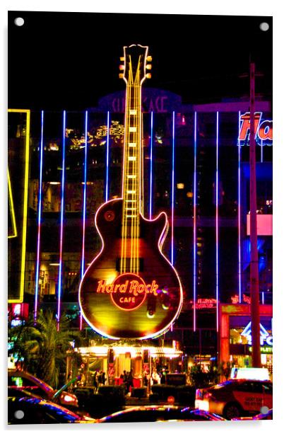 Hard Rock Cafe Guitar Las Vegas America Acrylic by Andy Evans Photos