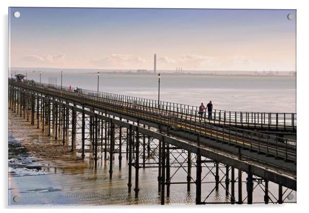 Southend on Sea Pier Beach Essex England Acrylic by Andy Evans Photos