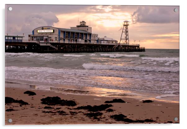 Bournemouth Pier And Beach Dorset England Acrylic by Andy Evans Photos