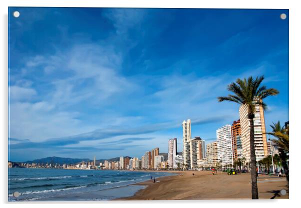 Majestic Benidorm Skyline Overlooking the Turquois Acrylic by Andy Evans Photos