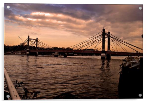 Albert Bridge River Thames London Acrylic by Andy Evans Photos