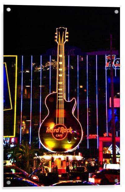 Hard Rock Cafe Guitar Las Vegas America Acrylic by Andy Evans Photos