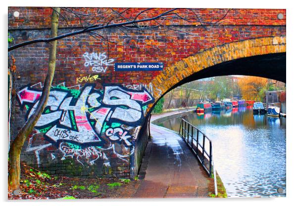 Graffiti Street Art Regent's Canal Camden London Acrylic by Andy Evans Photos
