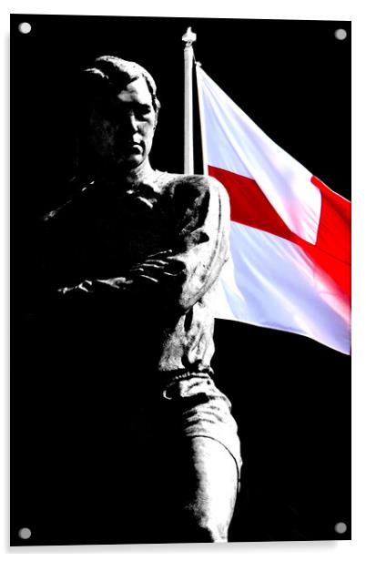 Bobby Moore Statue England Flag Wembley Stadium Acrylic by Andy Evans Photos