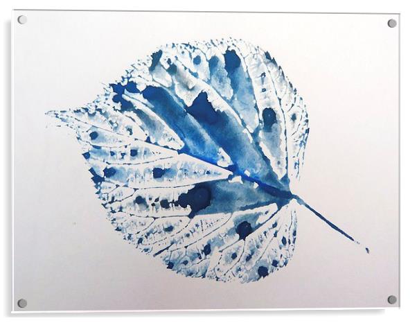 Blue Leaf Acrylic by Jennifer Henderson