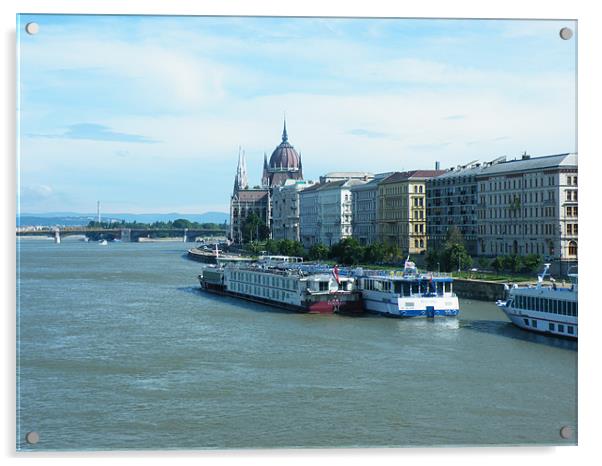 Ships on the Danube Acrylic by Ian McNicholls