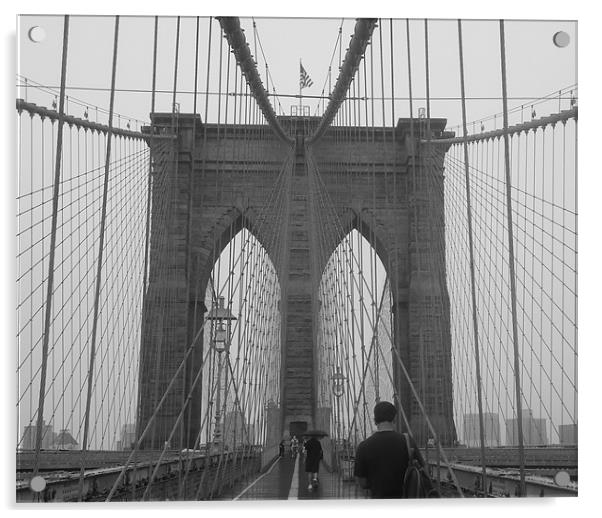 Brooklyn Bridge Acrylic by Holly Stanley