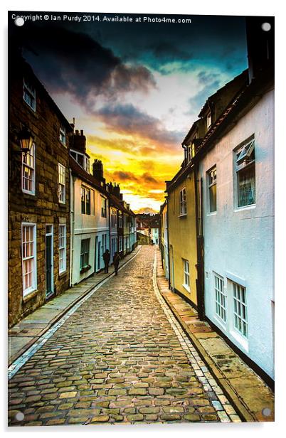 Whitby cobbled street Acrylic by Ian Purdy