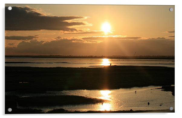 sunset over breydon water Acrylic by dennis brown