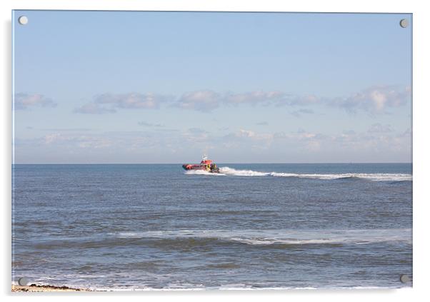 Caister Lifeboat Launch Acrylic by Linda Brown