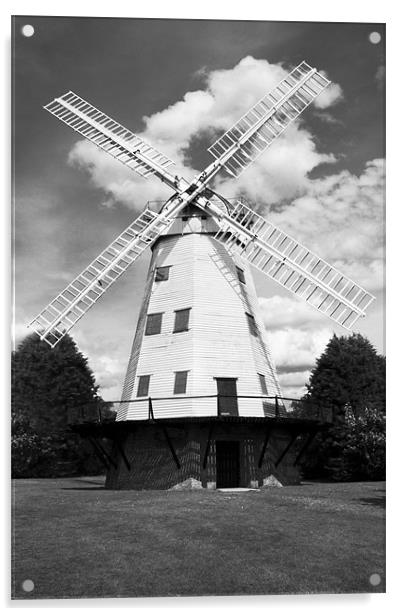 Upminster Windmill Mono Acrylic by Philip Dunk