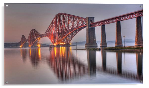 Forth Rail Bridge at sunset Acrylic by Claire McQueen