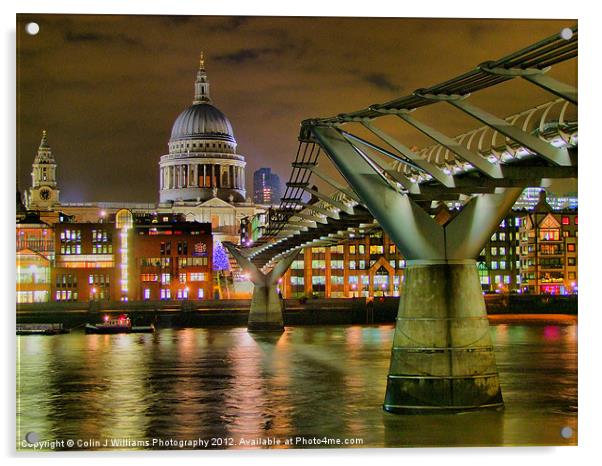 St Pauls Catherderal and  Millennium Footbridge Acrylic by Colin Williams Photography
