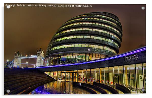 The Scoop and City Hall London Acrylic by Colin Williams Photography