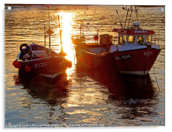 Fishing Boats At Staithes Acrylic by Colin Williams Photography