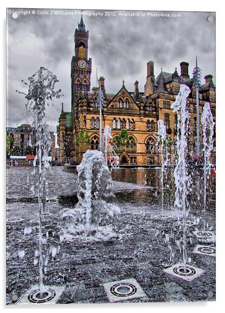 Bradford Fountains and city hall Acrylic by Colin Williams Photography