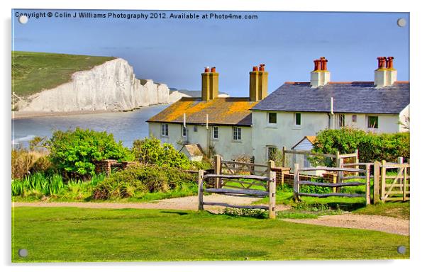 Coastguard Cottages - The Seven Sisters Acrylic by Colin Williams Photography