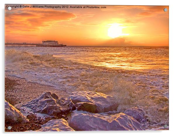 Worthing Beach Sunrise 2 Acrylic by Colin Williams Photography