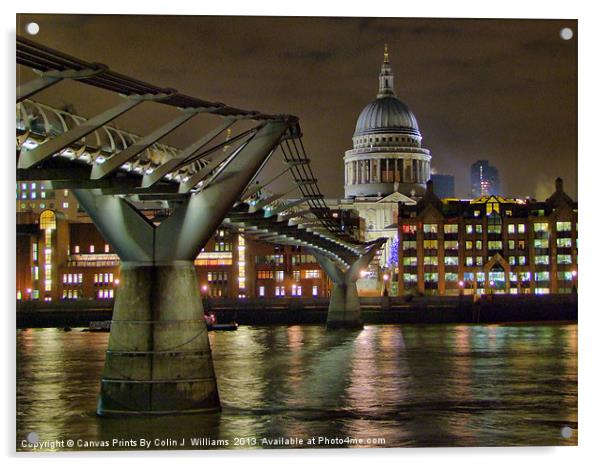 St Pauls Catherderal And Millenium Footbridge Acrylic by Colin Williams Photography