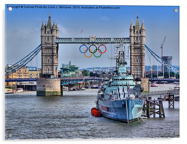 Olympic Rings  London 2012 - Tower Bridge Acrylic by Colin Williams Photography
