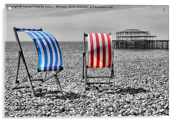 Red White And Blue - Brighton Beach Acrylic by Colin Williams Photography