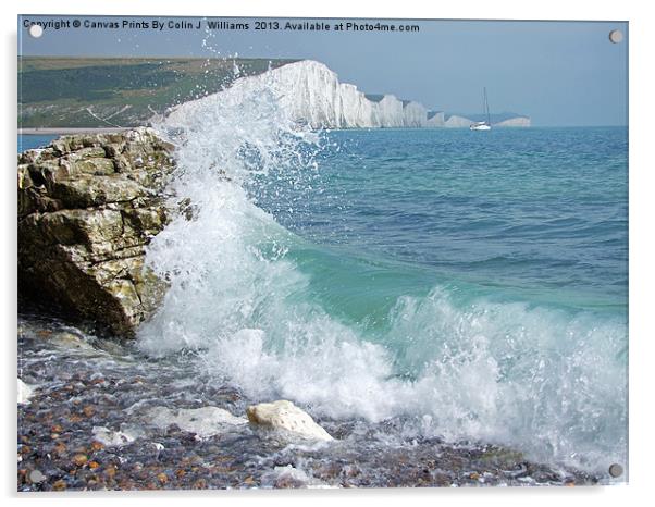 Breaking Wave The Seven Sisters Acrylic by Colin Williams Photography