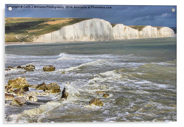  Breaking Waves - The Seven Sisters Acrylic by Colin Williams Photography
