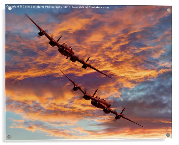  Out Of The Sunset - The 2 Lancasters 1 Acrylic by Colin Williams Photography