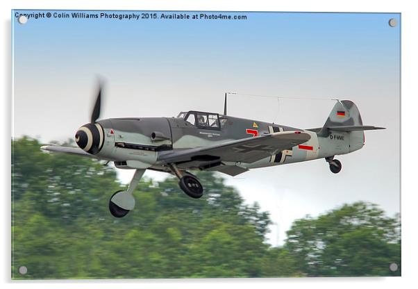  Messerschmitt bf 109g Red 7 Takes off Acrylic by Colin Williams Photography