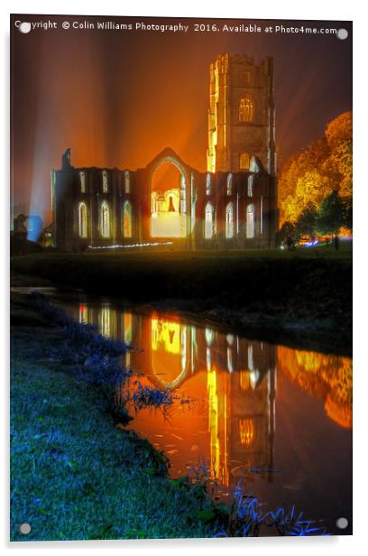 Fountains Abbey Yorkshire Floodlit - 1 Acrylic by Colin Williams Photography