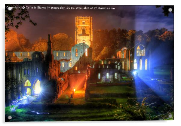 Fountains Abbey Yorkshire Floodlit - 2 Acrylic by Colin Williams Photography