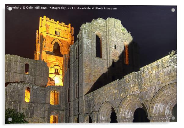Fountains Abbey Yorkshire Floodlit - 4 Acrylic by Colin Williams Photography