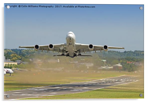  Airbus A380 Take off at Farnborough -1 Acrylic by Colin Williams Photography