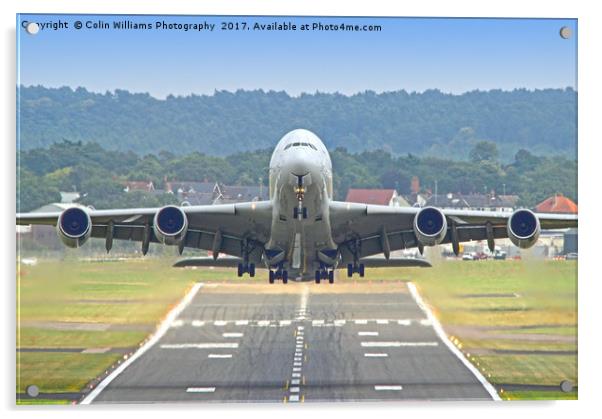 Airbus A380 Take off at Farnborough - 2 Acrylic by Colin Williams Photography