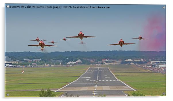 The Red Arrows Take Off - Farnborough Airshow 2014 Acrylic by Colin Williams Photography