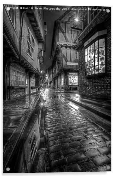 The Shambles At Night 3 BW Acrylic by Colin Williams Photography