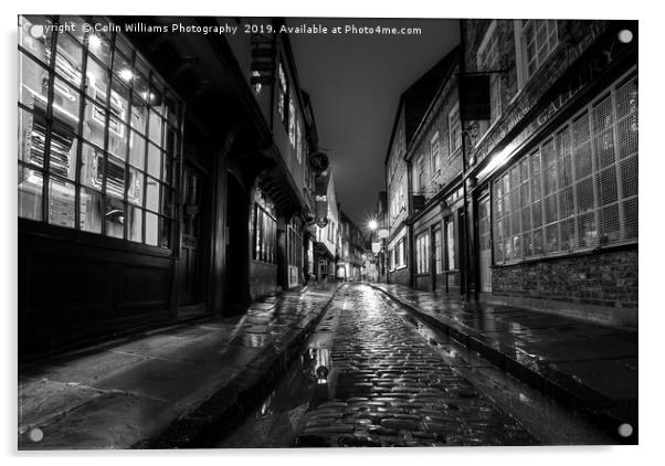 The Shambles At Night 6 BW Acrylic by Colin Williams Photography