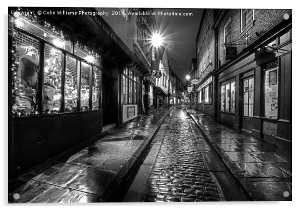 The Shambles At Night 7 BW Acrylic by Colin Williams Photography
