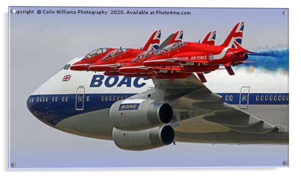 BOAC  747 with The Red Arrows Flypast - 3 Acrylic by Colin Williams Photography