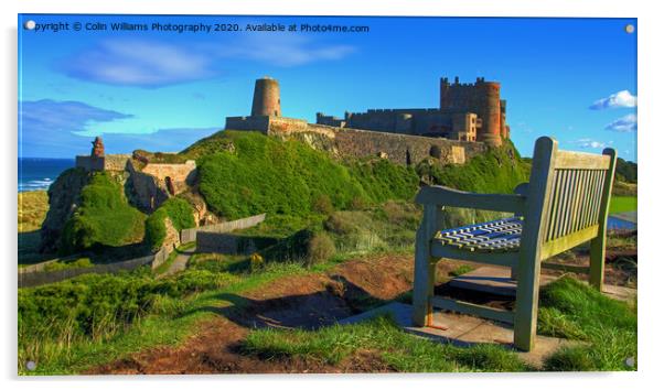 The Bench with a View Bamburgh Castle  Acrylic by Colin Williams Photography
