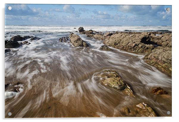 Widemouth Beach Cornwall Acrylic by Nathan Gathercole
