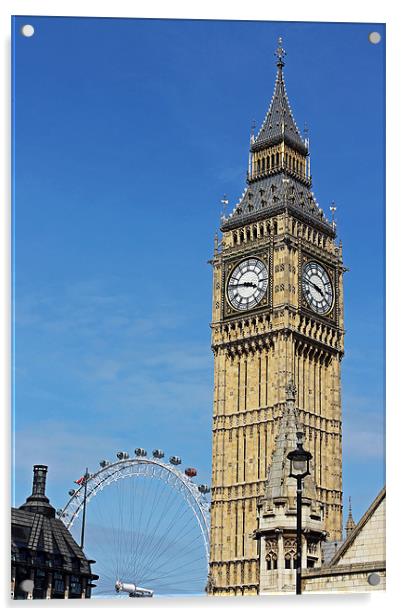 Big Ben and London Eye Acrylic by Tony Murtagh
